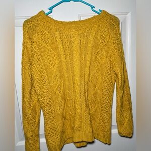 Women’s Mustard Braided & Lattice Sweater Medium